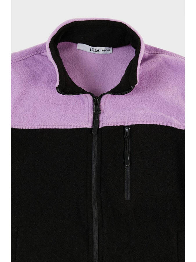 Soft Texture Zip-Up Color Block Stand Collar Pocket Fleece 5905001 - 8