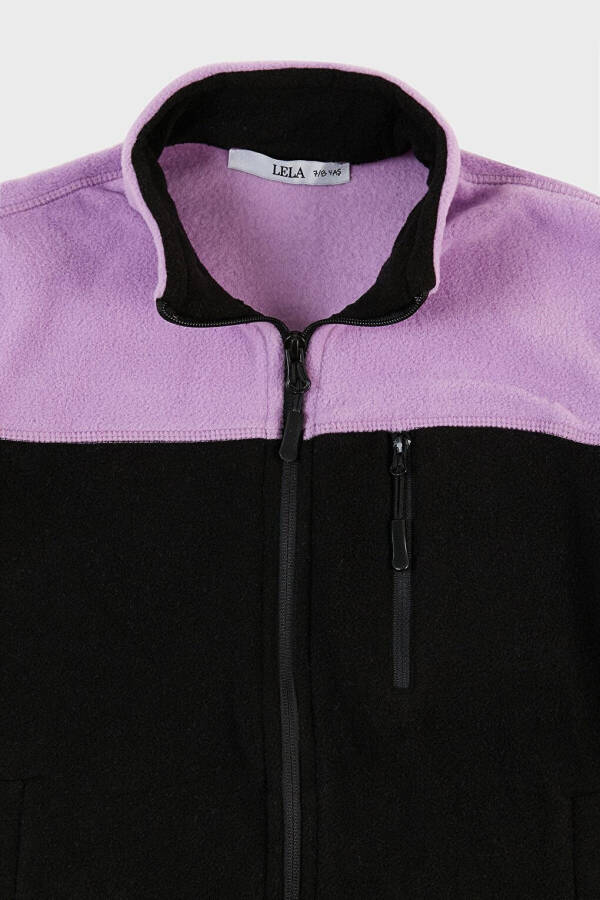 Soft Texture Zip-Up Color Block Stand Collar Pocket Fleece 5905001 - 2