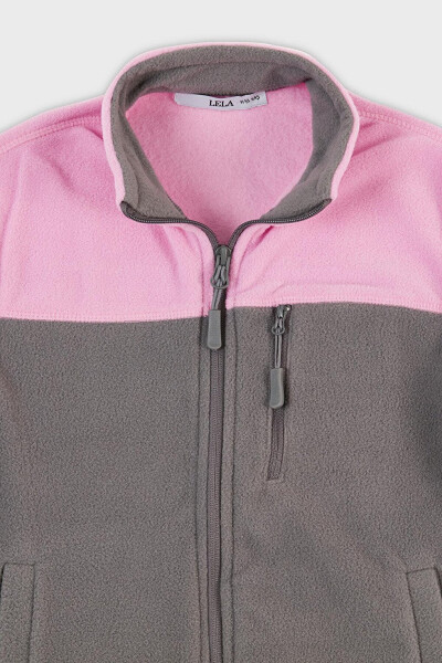 Soft Texture Zippered Color Block Stand Collar Pocket Fleece 5905001 - 8