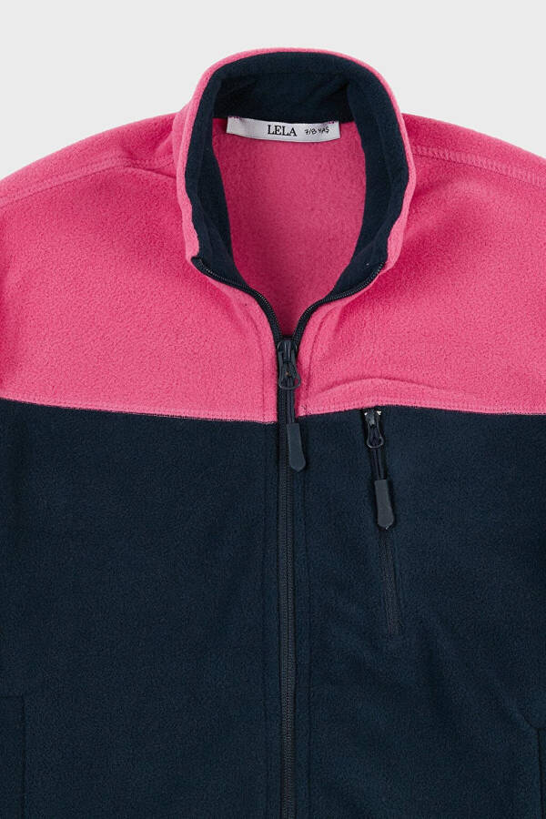 Soft Texture Zippered Color Block Stand Collar Pocket Fleece 5905001 - 7