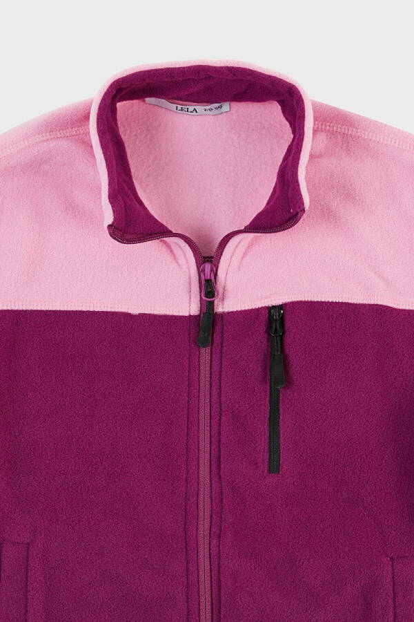 Soft Texture Zippered Color Block Stand Collar Pocket Fleece 5905001 - 7