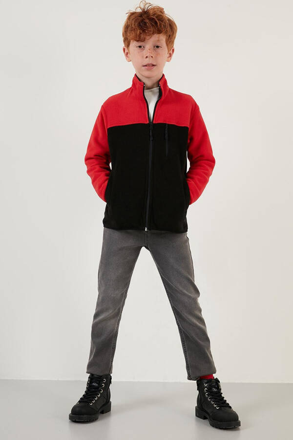 Soft-Textured Zip-Up Color Block Stand Collar Pocket Fleece 5905001 - 14