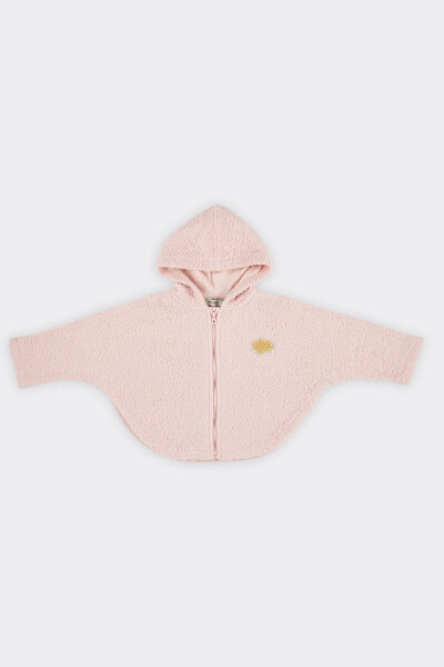 Soft textured, zippered baby girl sweatshirt - 1