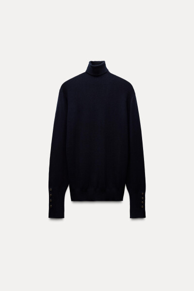 Solid basic knitted sweater - Navy - 1