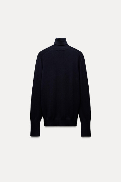 Solid basic knitted sweater - Navy - 2