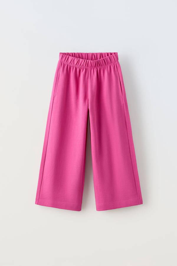 Solid Color Wide Leg Pants Pink - 1