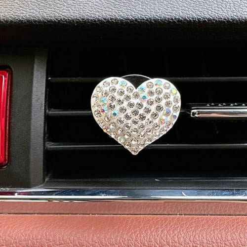 SOLUSTRE 2pcs Bling Heart Air Vent Clips Car Decoration Heart Air Conditioning Outlet Clip Car Air Freshener Clip Car Interior Decor Charm Car Interior Accessories - 4