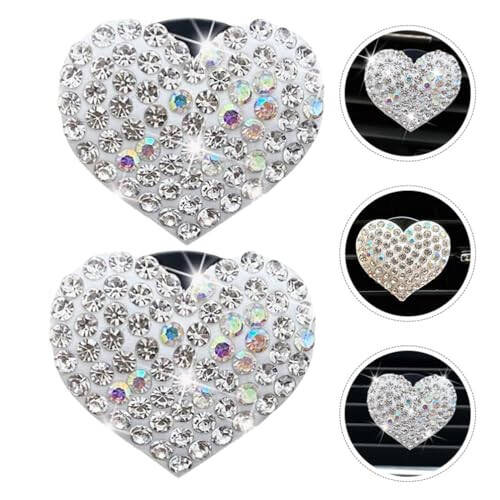 SOLUSTRE 2pcs Bling Heart Air Vent Clips Car Decoration Heart Air Conditioning Outlet Clip Car Air Freshener Clip Car Interior Decor Charm Car Interior Accessories - 5