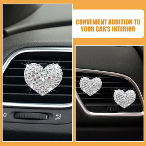 SOLUSTRE 2pcs Bling Heart Air Vent Clips Car Decoration Heart Air Conditioning Outlet Clip Car Air Freshener Clip Car Interior Decor Charm Car Interior Accessories - 7