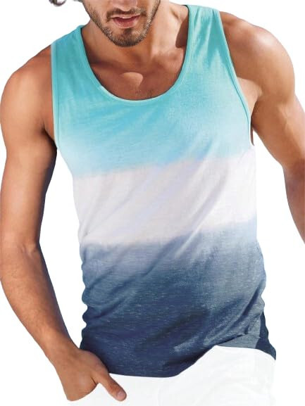 SOLY HUX Men's Color Block Tank Tops Scoop Neck Sleeveless Shirts Loose Fit Beach Vest Undershirt Tops - 1