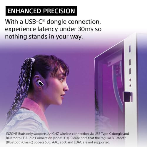 Sony INZONE Buds Truly Wireless Noise Canceling Gaming Earbuds, 24 hour battery with charging case, for PC, PS5, 360 Spatial Sound, 30ms Low Latency, USB-C Dongle and LE Audio (LC3), WF-G700N Black - 6