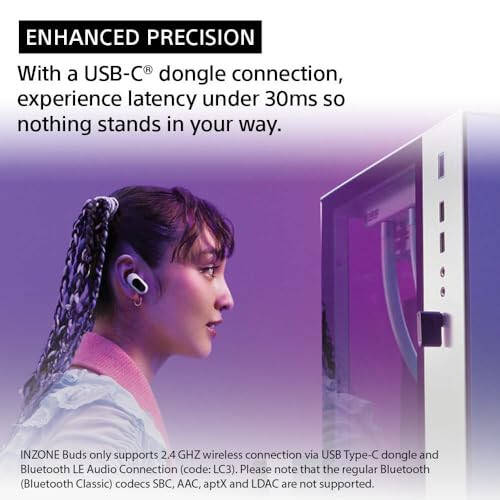 Sony INZONE Buds Truly Wireless Noise Canceling Gaming Earbuds, 24 hour battery with charging case, for PC, PS5, 360 Spatial Sound, 30ms Low Latency, USB-C Dongle and LE Audio (LC3), WF-G700N Black - 6