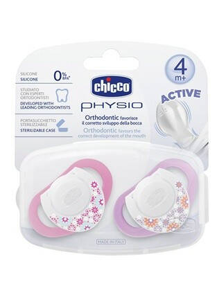 Соска Chicco Physio Розовая Силиконовая 4м+ 2 шт. - 1