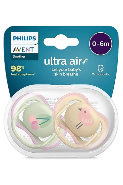 Соска Philips Avent Ultra Air для девочек 0-6 месяцев 2 шт. SCF085/59 - 3