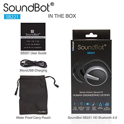 Soundbot SB221 HD Simsiz Bluetooth 4.0 Sport-Aktiv Quloqchinlar, 20 soatgacha Musiqa oqimi va 25 soatgacha Qo'lsiz qo'ng'iroqlar, Terga chidamli Ergonomik Xavfsiz joylashuv dizayni va Ovozli buyruqlar qo'llab-quvvatlashi bilan, Qora - 6