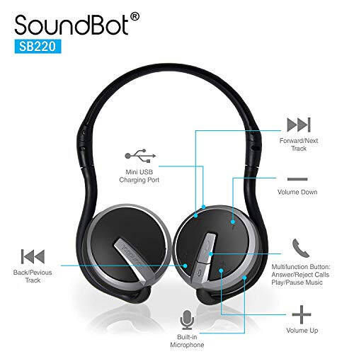 Soundbot SB221 HD Wireless Bluetooth 4.0 Sports-Active Headphones for 20Hrs Music Streaming & 25Hrs HandsFree Calling with Sweat Resistant Ergonomic Secure-Fit Design & Voice Command Support, Black - 5