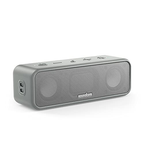 Soundcore 3 by Anker, Bluetooth Speaker with Stereo Sound, Pure Titanium Diaphragm Drivers, PartyCast Technology, BassUp, 24H Playtime, IPX7 Waterproof, App, Custom EQ, Gray (Renewed) - 1