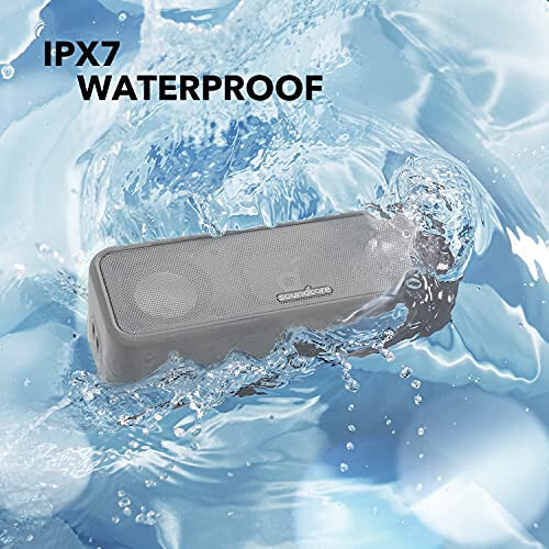 Soundcore 3 by Anker, Bluetooth Speaker with Stereo Sound, Pure Titanium Diaphragm Drivers, PartyCast Technology, BassUp, 24H Playtime, IPX7 Waterproof, App, Custom EQ, Gray (Renewed) - 7