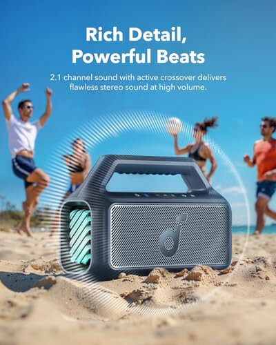 Soundcore Boom 2 Outdoor Speaker, 80W, Subwoofer, BassUp 2.0, 24H Playtime, IPX7 Waterproof, Floatable, RGB Lights, USB-C, Custom EQ, Bluetooth 5.3, Portable for Outdoors, Camping, Beach (Renewed) - 3