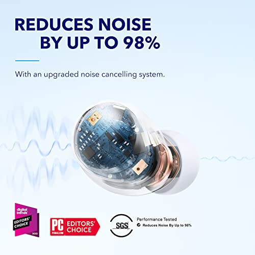 Soundcore by Anker Space A40 Avtomatik Sozlashtirilgan Faol Shovqinni Bekor Qilish Simsiz Quloqchinlari, Shovqinni 98% gacha Kamaytirish, 50 soat Davom Etish Vaqti, Qulay Moslashish, Ilova Sozlash, Simsiz Zaryadlash (Oq) - 2