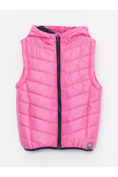 SOUTHBLUE Pink Hooded Basic Girls Puffer Vest - 2