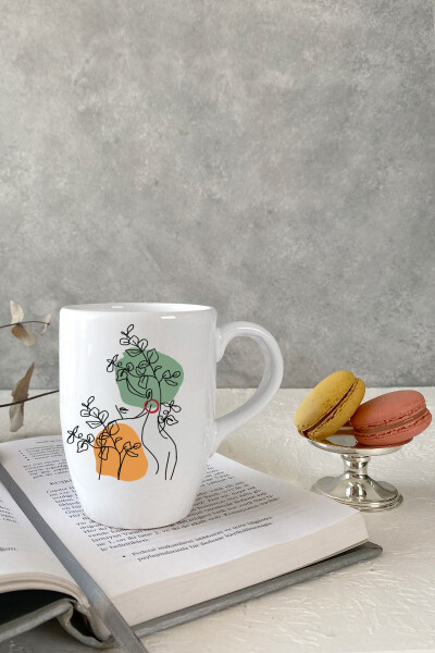 Soyut Kadın Figürlü Beyaz Kupa Bardak Kahve Kupası Kupa Bardak Kahve Fincanı - Abstract Mug No: 2 - 1