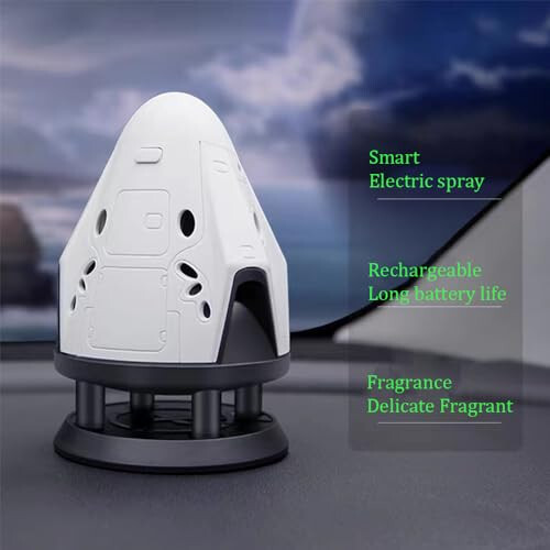 Spacex Dragon Spacecraft Aromatherapy Diffusers Smart Parking Sensing LED Breathing Light USB Car Air Freshener Cordless Aromatherapy Essential Oil Diffuser for Car Room Home Decor - 3