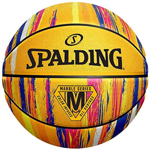 Spalding Marble Ball 84401Z, Unisex, Basketball, Yellow/Multi Color, 7 - 1