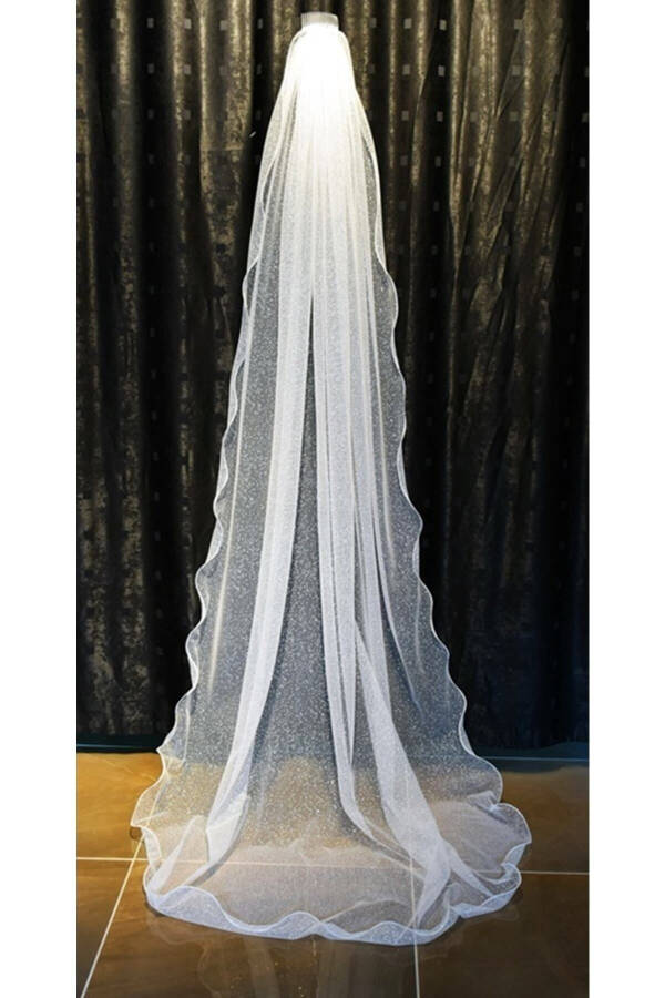 Sparkly Long Wedding Veil Single Layer Comb 230 Cm Off White - 22