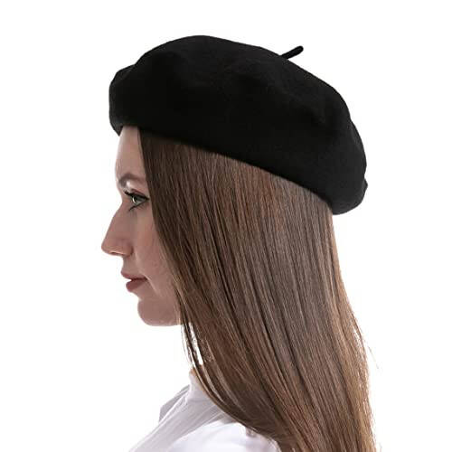 Spooktacular Creations 3 Pack Wool Beret Hat, Black Beret Hats for Women, Women French Beret Hat Solid Color, Warm French Hat Cap - 6