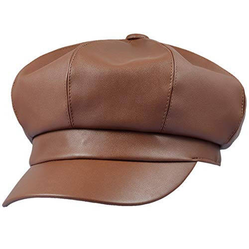 Sportmusies 8 Panels Newsboy Caps for Women, PU Leather Cabbie Painter Hat Gatsby Ivy Beret Cap - 1