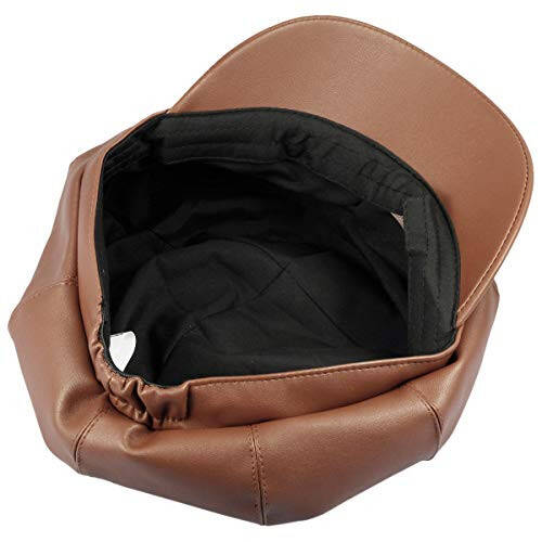 Sportmusies 8 Panels Newsboy Caps for Women, PU Leather Cabbie Painter Hat Gatsby Ivy Beret Cap - 9