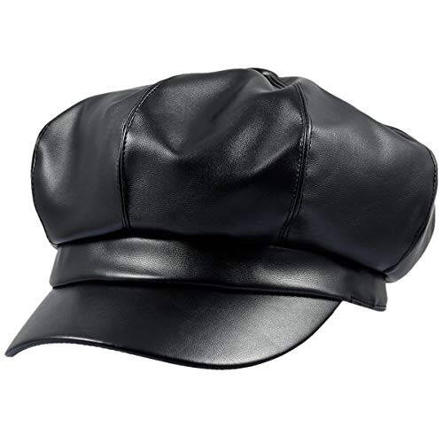 Sportmusies 8 Panels Newsboy Caps for Women, PU Leather Cabbie Painter Hat Gatsby Ivy Beret Cap - 5