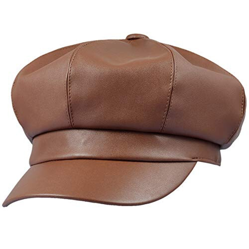 Sportmusies 8 Panels Newsboy Caps for Women, PU Leather Cabbie Painter Hat Gatsby Ivy Beret Cap - 2