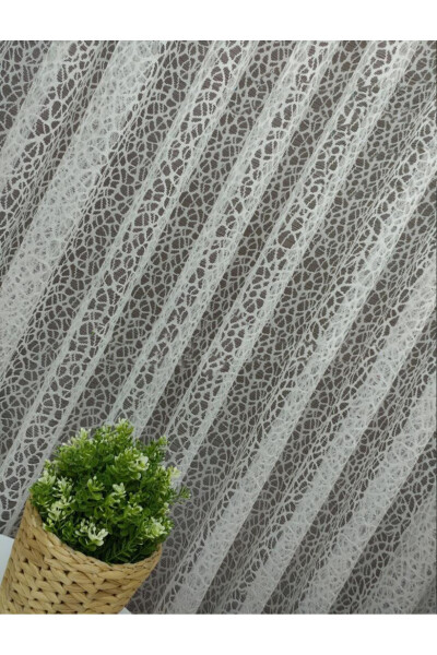 Sports Pattern French Lace Tulle Curtain, 400x260, Tight Pleats, 1/3 - 3