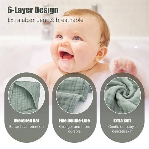 Spotted Play 2 Pack Hooded Baby Towels - 100% Muslin Cotton for Newborns, Infants, Toddlers - Large 32x32Inch Size - Highly Absorbent and Essential for Newborn Care, Green and Grey - 47