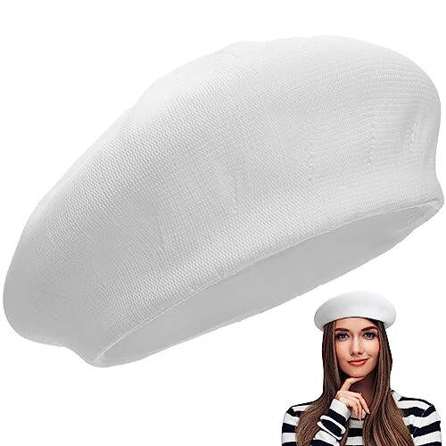 Spring Summer Beret All-Match Hat Fashion Painter Hat for Adults (White) - 1