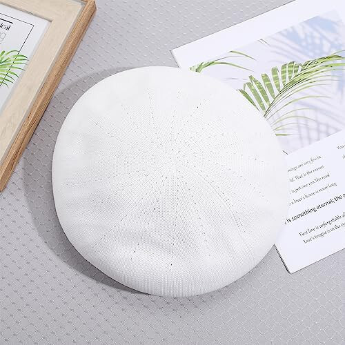 Spring Summer Beret All-Match Hat Fashion Painter Hat for Adults (White) - 9