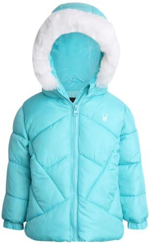 Spyder Baby Girls' Winter Jacket - Heavyweight Quilted Puffer Jacket - Insulated Hooded Parka Coat for Infant Girls (12-24M) - 1