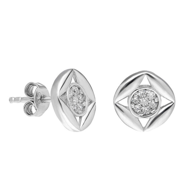 Square Design Zircon Stone 925 Sterling Silver Earrings - 2