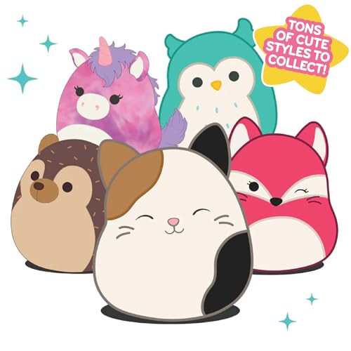 Squishmallows Orijinal Gizem Kutusu 5 İnç Peluş 5'li Paket - Resmi Jazwares Peluş - Koleksiyonluk Yumuşak ve Sıkıştırılabilir Minik Peluş Hayvan Oyuncağı - Takımına Ekle - Çocuklar, Kızlar ve Erkekler İçin Hediye - 54