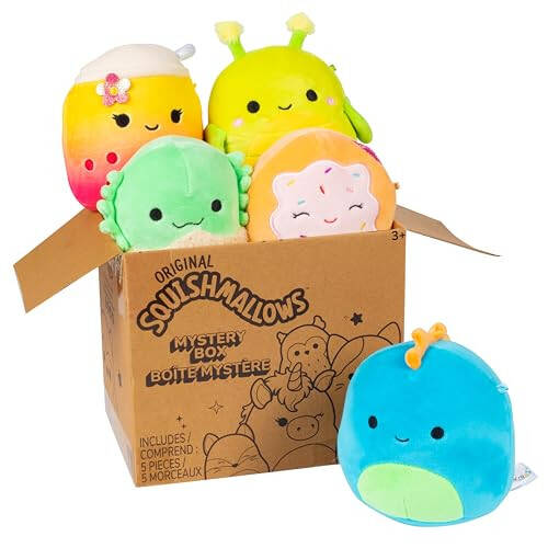 Squishmallows Orijinal Gizem Kutusu 5 İnç Peluş 5'li Paket - Resmi Jazwares Peluş - Koleksiyonluk Yumuşak ve Sıkıştırılabilir Minik Peluş Hayvan Oyuncağı - Takımına Ekle - Çocuklar, Kızlar ve Erkekler İçin Hediye - 1