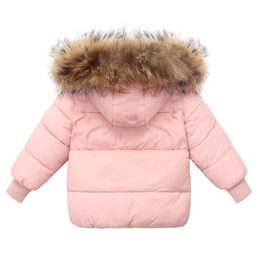 Srkrando Baby Boy Winter Coat Toddler Girl Hooded Puffer Jacket Fur Collar Down Outerwear - 2