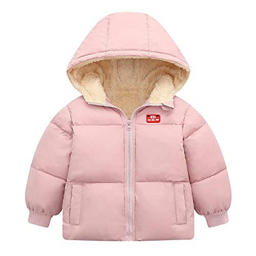 Srkrando Winter Fleece Coat for Toddler Hooded Warm Fleece Jacket for Girls Boys - 1