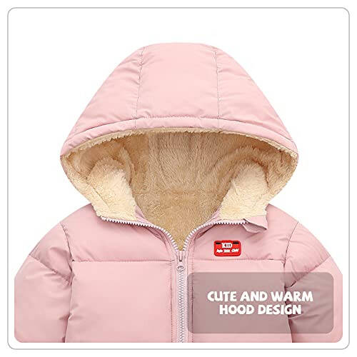 Srkrando Winter Fleece Coat for Toddler Hooded Warm Fleece Jacket for Girls Boys - 4