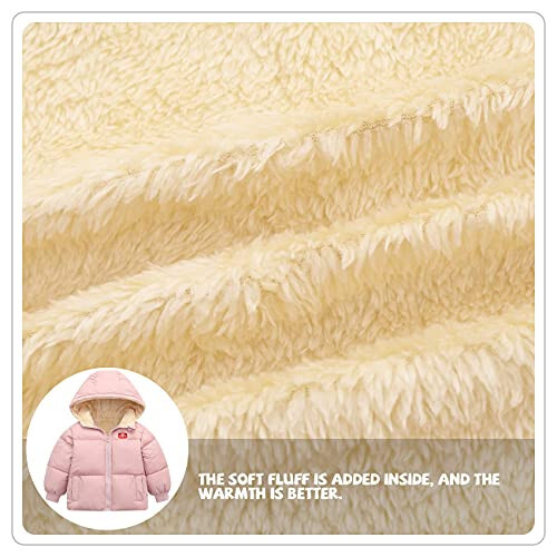 Srkrando Winter Fleece Coat for Toddler Hooded Warm Fleece Jacket for Girls Boys - 6