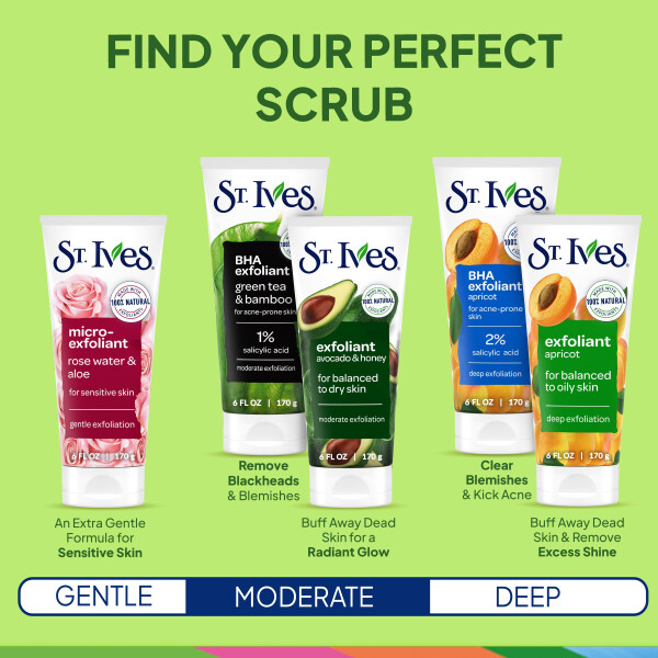 St. Ives Siyah Nokta Arındırıcı Peeling Yüz Scrub'ı, Yeşil Çay & Bambu Yüz Peelingi 6 oz - 6