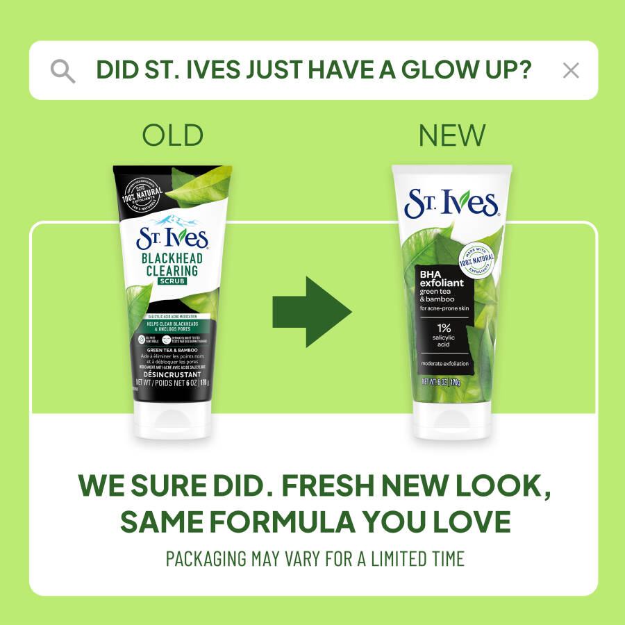 St. Ives Siyah Nokta Arındırıcı Peeling Yüz Scrub'ı, Yeşil Çay & Bambu Yüz Peelingi 6 oz - 7