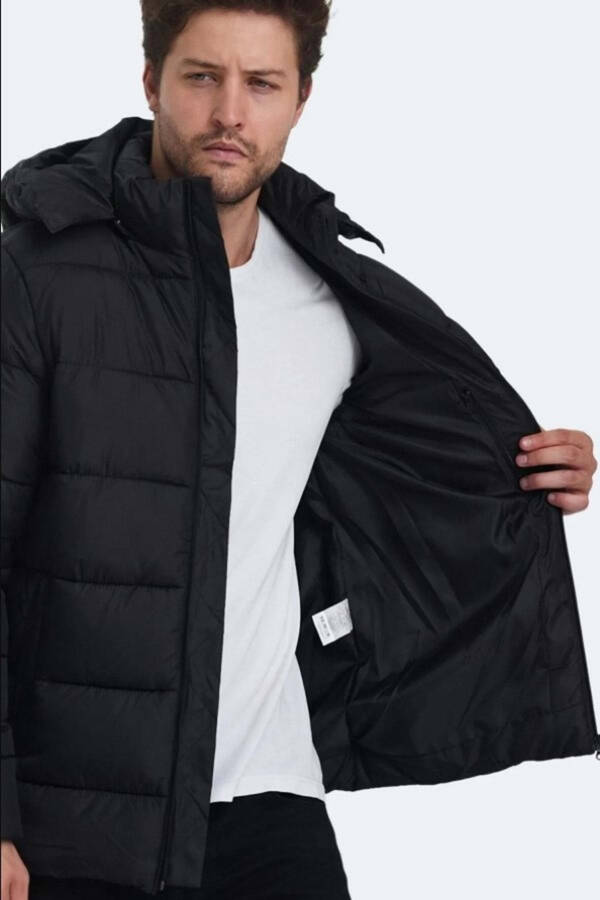 ST24JE026 Ganea Men's Puffer Hooded Jacket & Coat - Slazenger - Black - 4