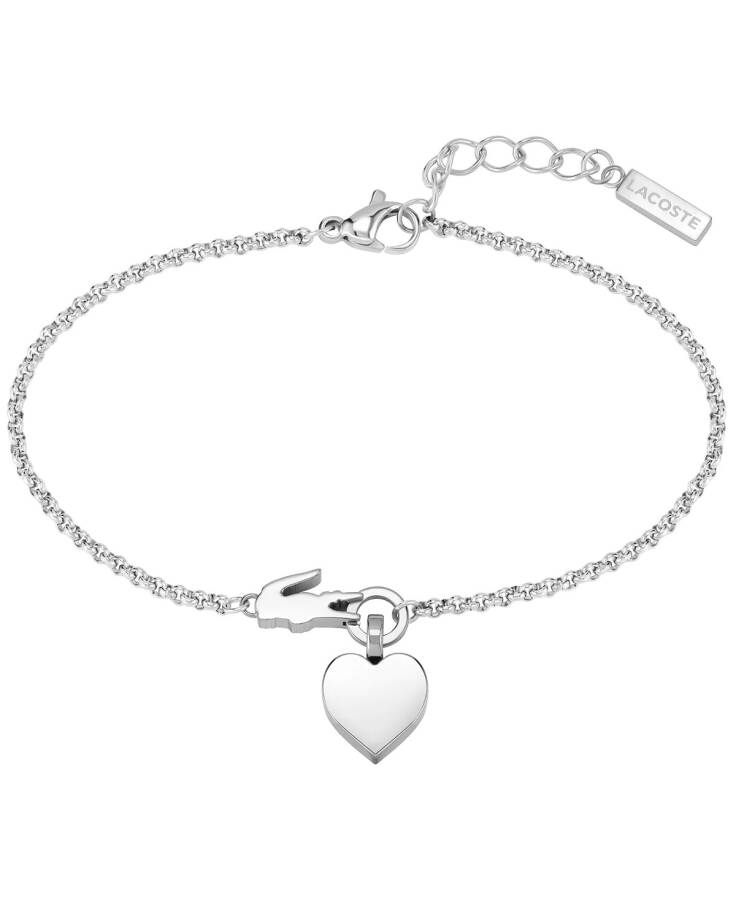 Stainless Steel Crocodile Heart Bracelet Silver - 1